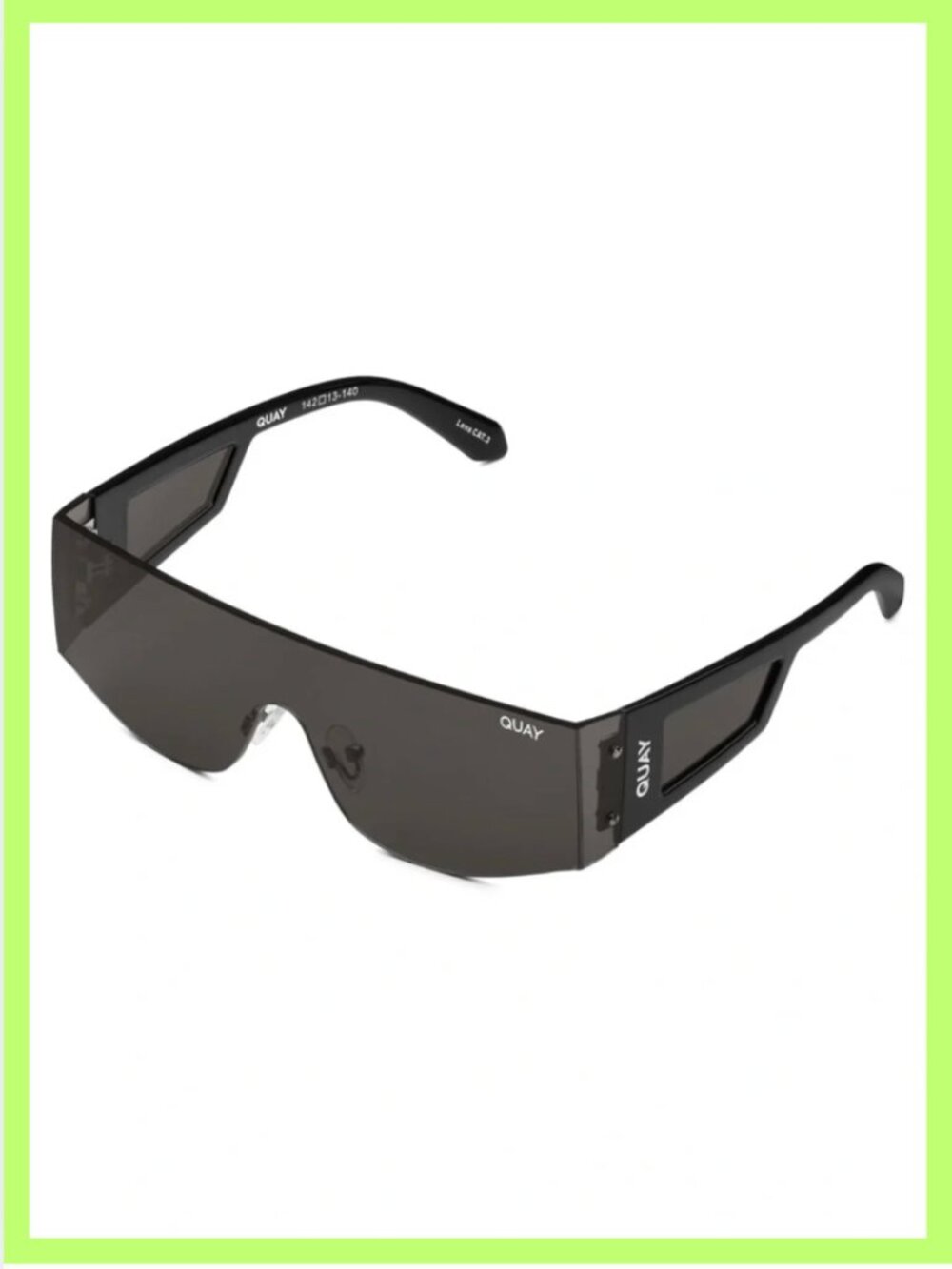 NWT! QUAY New Wave Shield Sunglasses Black Frame / Black Lens